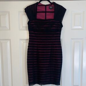 Adrianna  Papell Black and Plum Sheath Dress size 10P